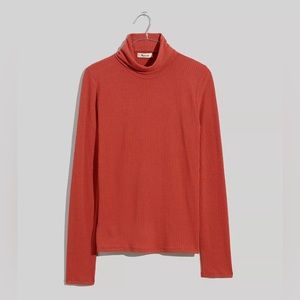 Madewell Ribbed Turtleneck Top in Weathered Brick Size Large
